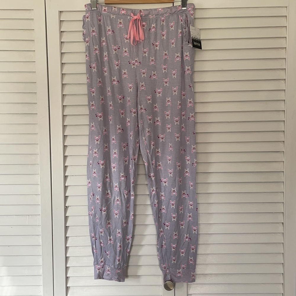 Kensie French Bulldog print pajama pants